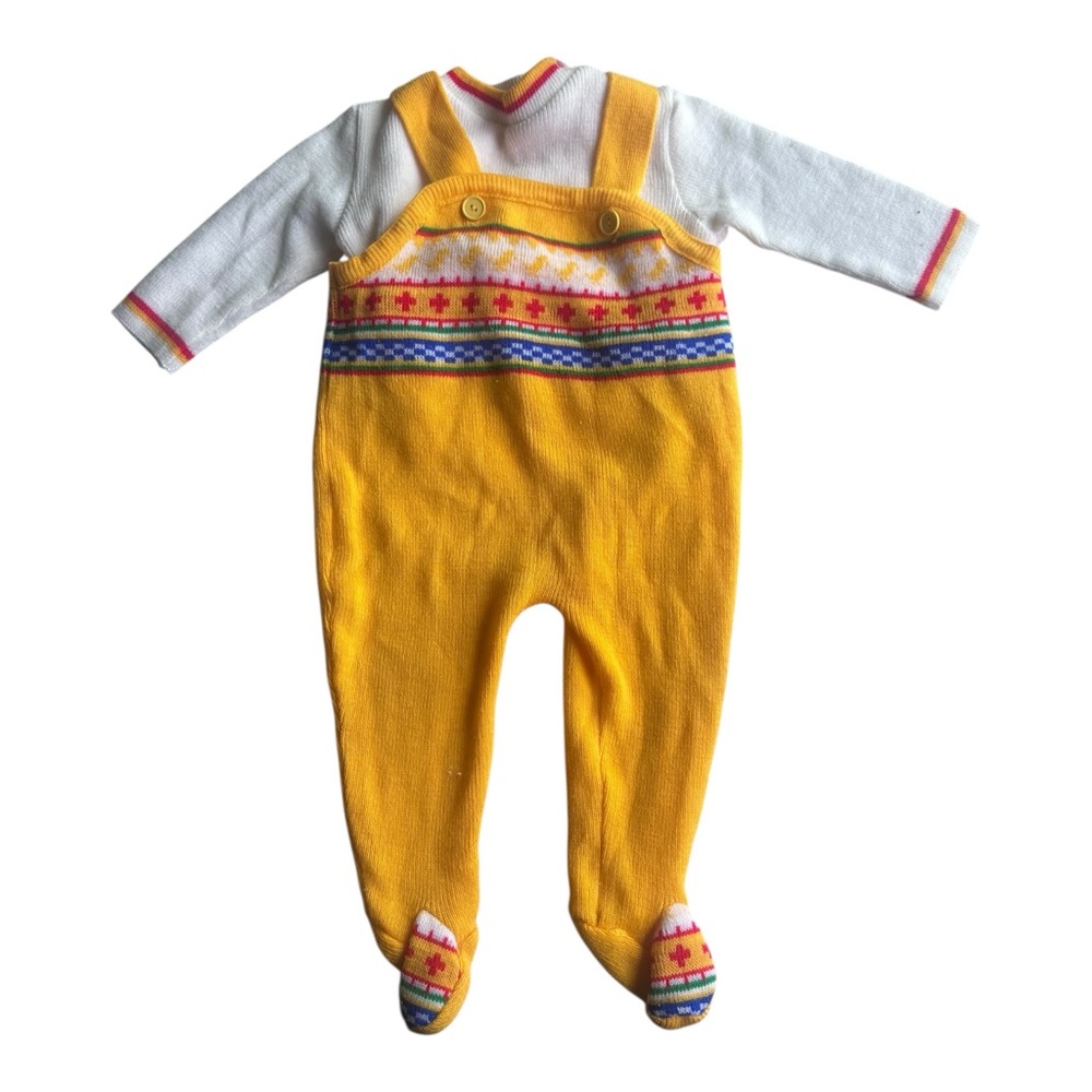 Vintage My Little Self Yellow‎ Two piece romper footed onesie size 18 months